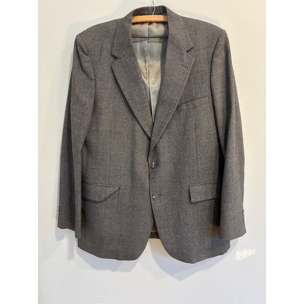 Vintage Johnny Carson Man In Wool Gray‎ Blazer Jacket, 100% Pure Wool Size 42R